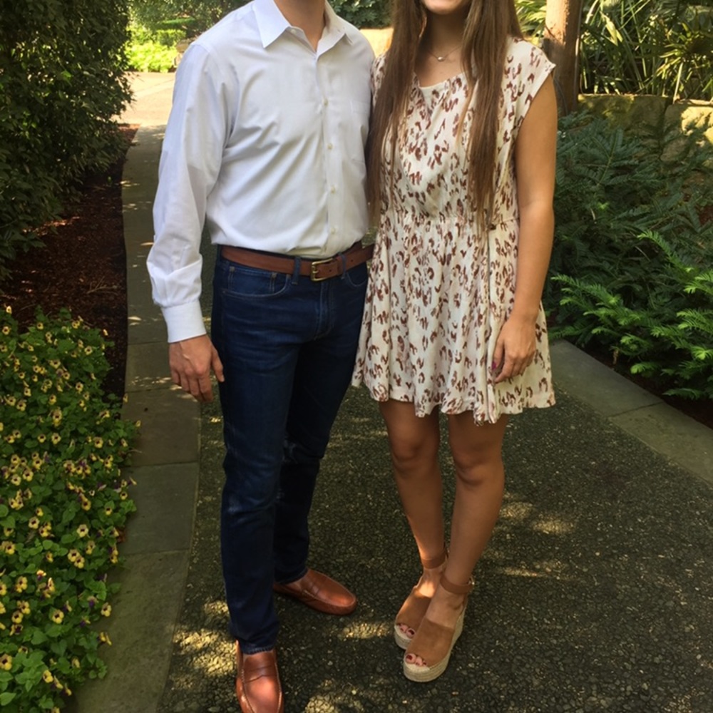 Cream and brown patterned dress